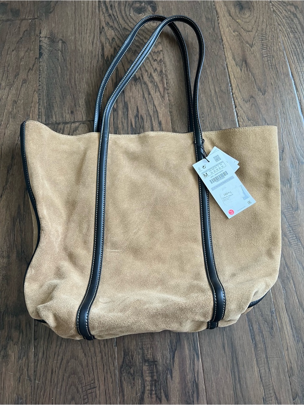 Zara Suede Tote Bag with Leather Handles - Picture 5 of 16